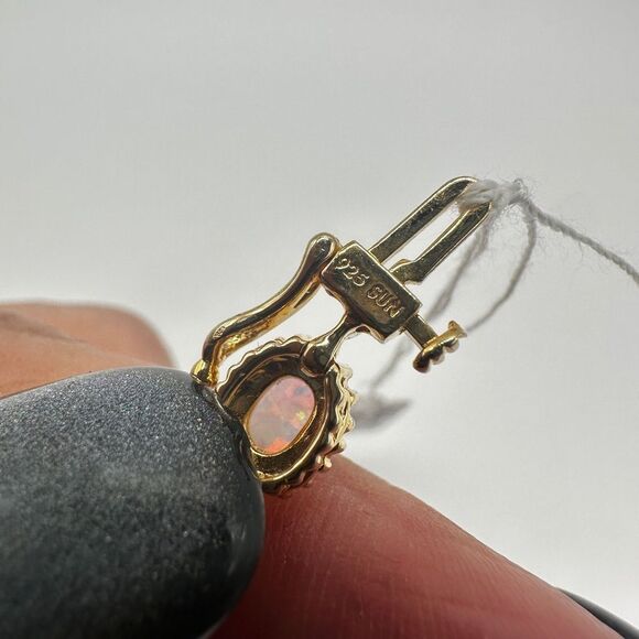 7" Lab created opal and diamond accent tennis bracelet in gold over 925! - Picture 10 of 16